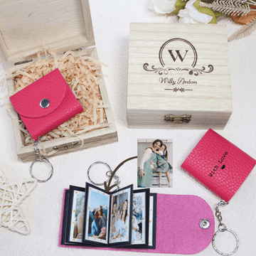Personalized Mini Photo Keychain,Picture Keychains(Rose red) Personalized Album, Mini Cute Key Ring Keychain with Picture Book for Family, Boyfriend, Couples, Dog, Friends - uniqicon