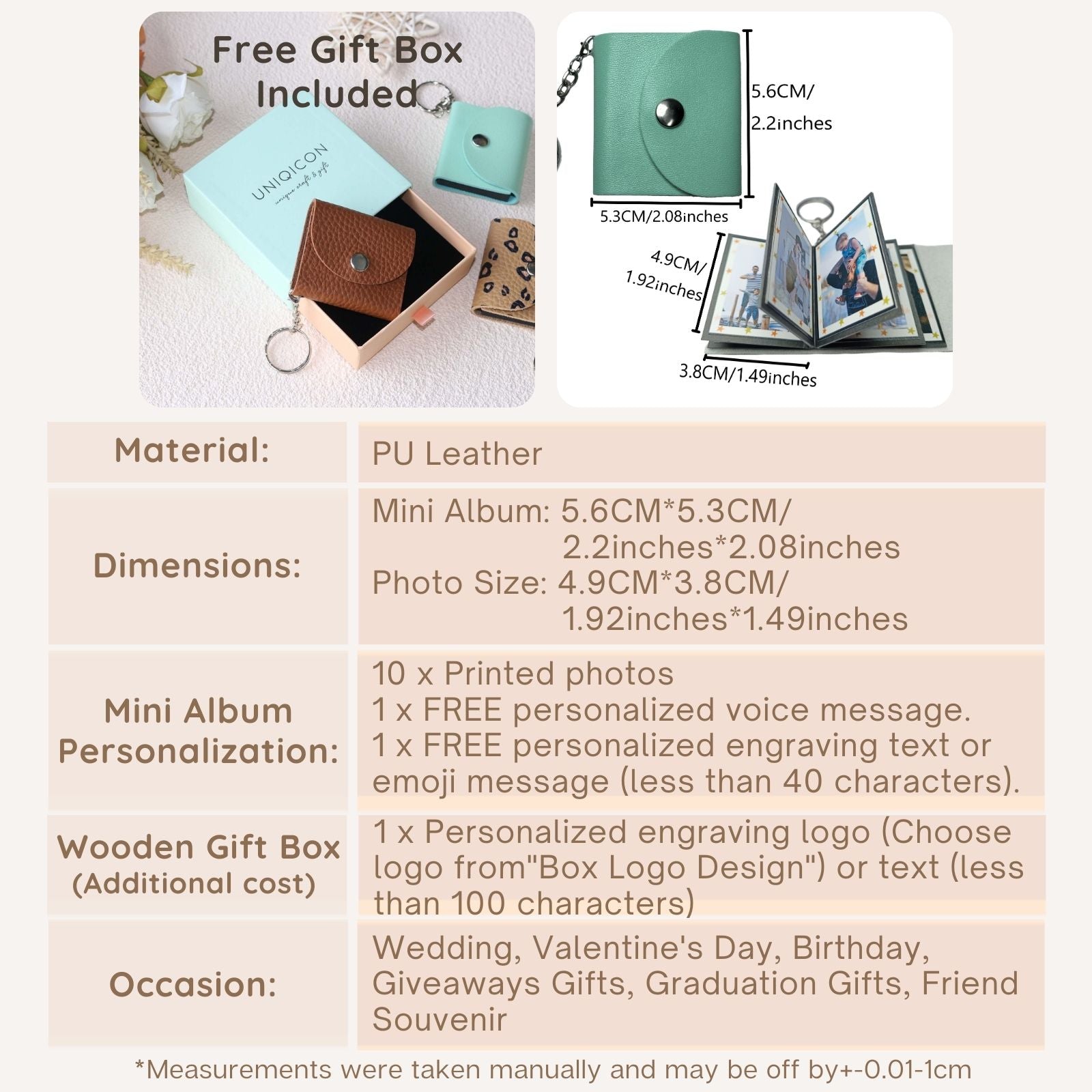 Personalized Mini Photo Keychain,Picture Keychains(Rose red) Personalized Album, Mini Cute Key Ring Keychain with Picture Book for Family, Boyfriend, Couples, Dog, Friends - uniqicon