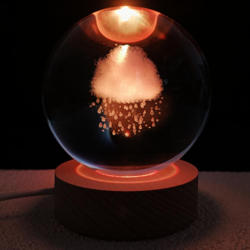 3D Engraving Crystal Ball Cloud LED Light Voice Message Gift Birthday Anniversary Valentine Christmas Graduation Friend Souvenir Corporate Award Recognition Appreciation - uniqicon
