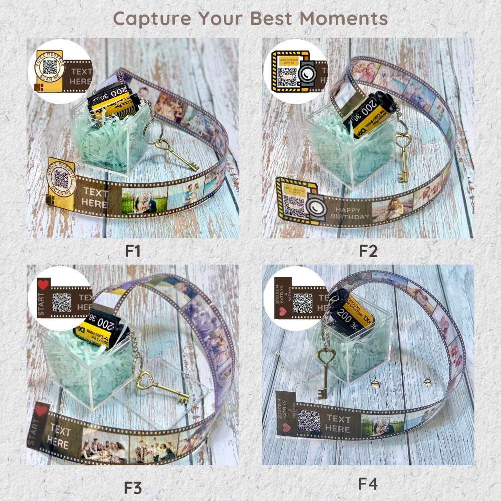 Personalized Customized Memory Retro Camera Film HD Photo Album Film Roll Keychain F1 Voice Message Creative Birthday Valentine Christmas Graduation Friend Anniversary Gift Souvenir Customized Handmade - uniqicon