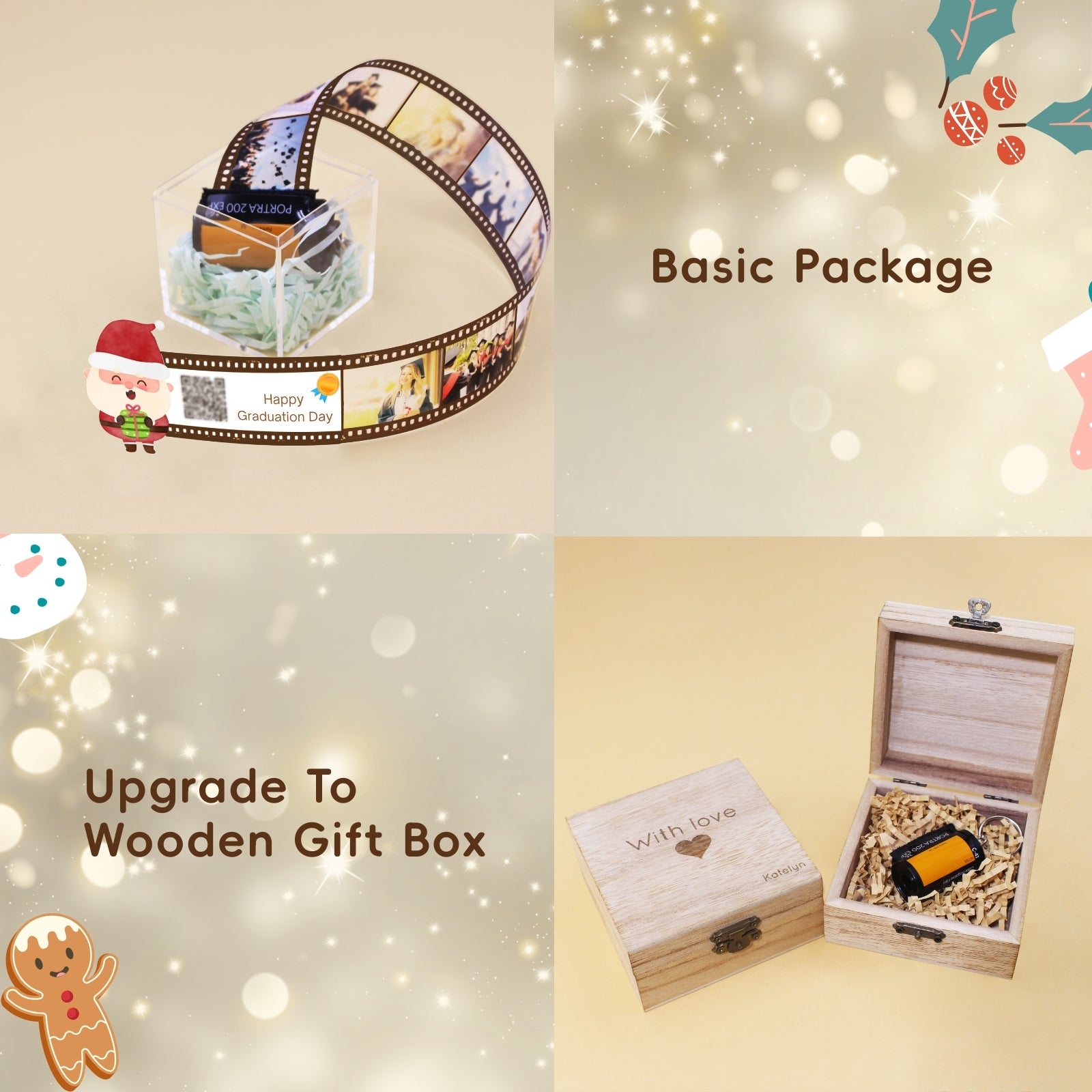 Custom Christmas Film Roll Photo Keychain Gifts,Personalised Photo Keyring Gifts,Christmas Presents for Boyfriend Women Dad Best Friends Daughter Son Lover Kid Anniversary Day Gift - uniqicon