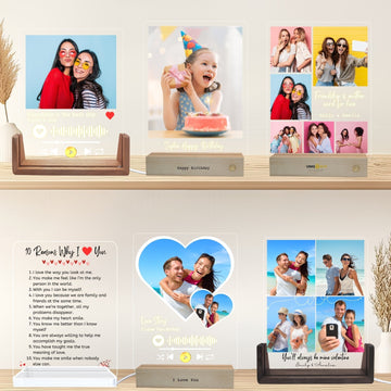 Gifts for Couple, Personalised Spotify Plaque Heart Photo Frame,Anniversary Wedding Gifts for Couples, Custom Music Picture Plaque Birthday Gift for Husband Girlfriend Boyfriend - uniqicon