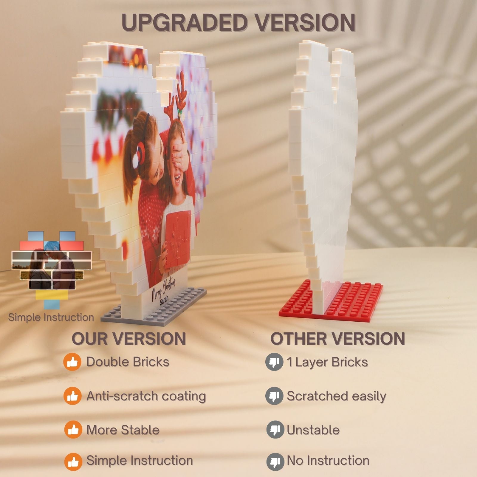 Personalised Photo Puzzle Building Brick Gift, Custom Picture Jigsaw Block, Customised DIY Valentine's Anniversary Birthday Funny Love Gifts for him couple her women dad Christmas fathers wedding day - uniqicon