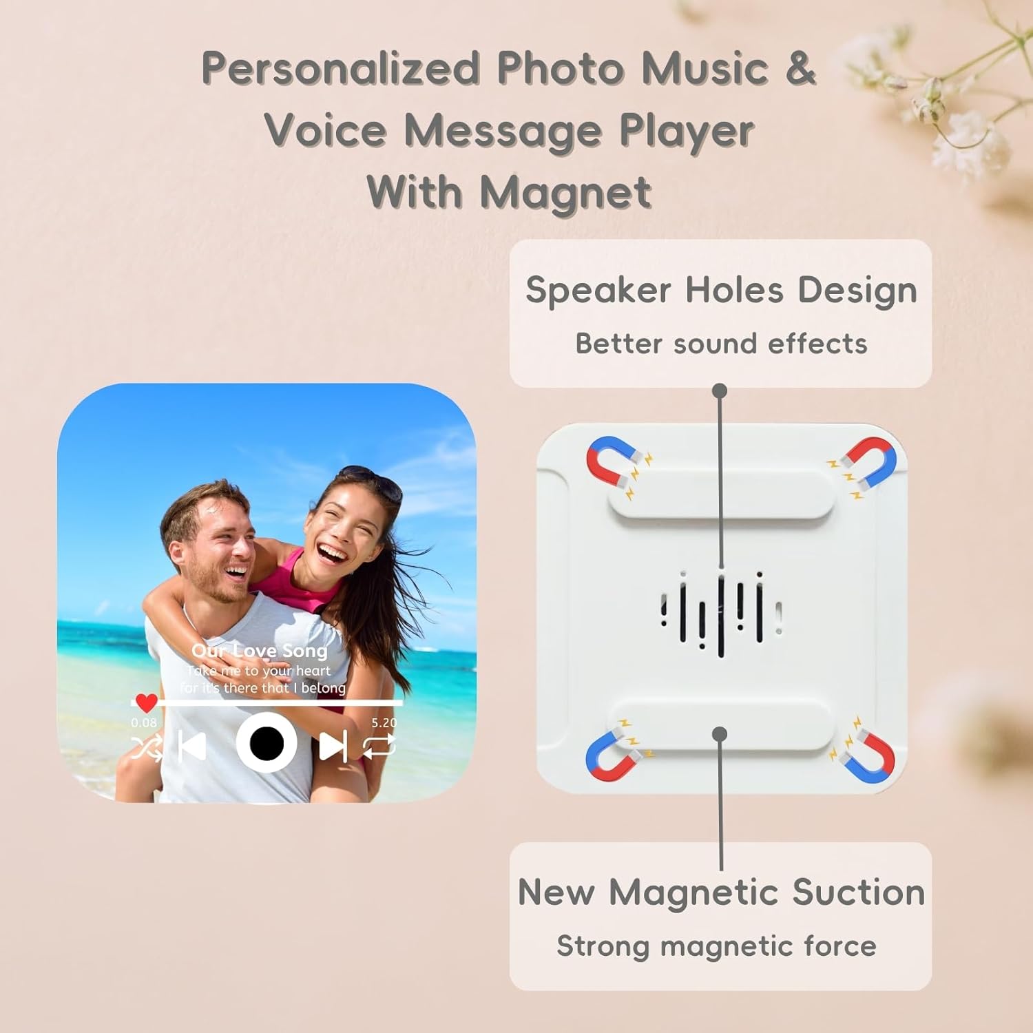 UNIQGIFTBOX Personalised Musical Fridge Magnet Custom Photo Gift - uniqicon