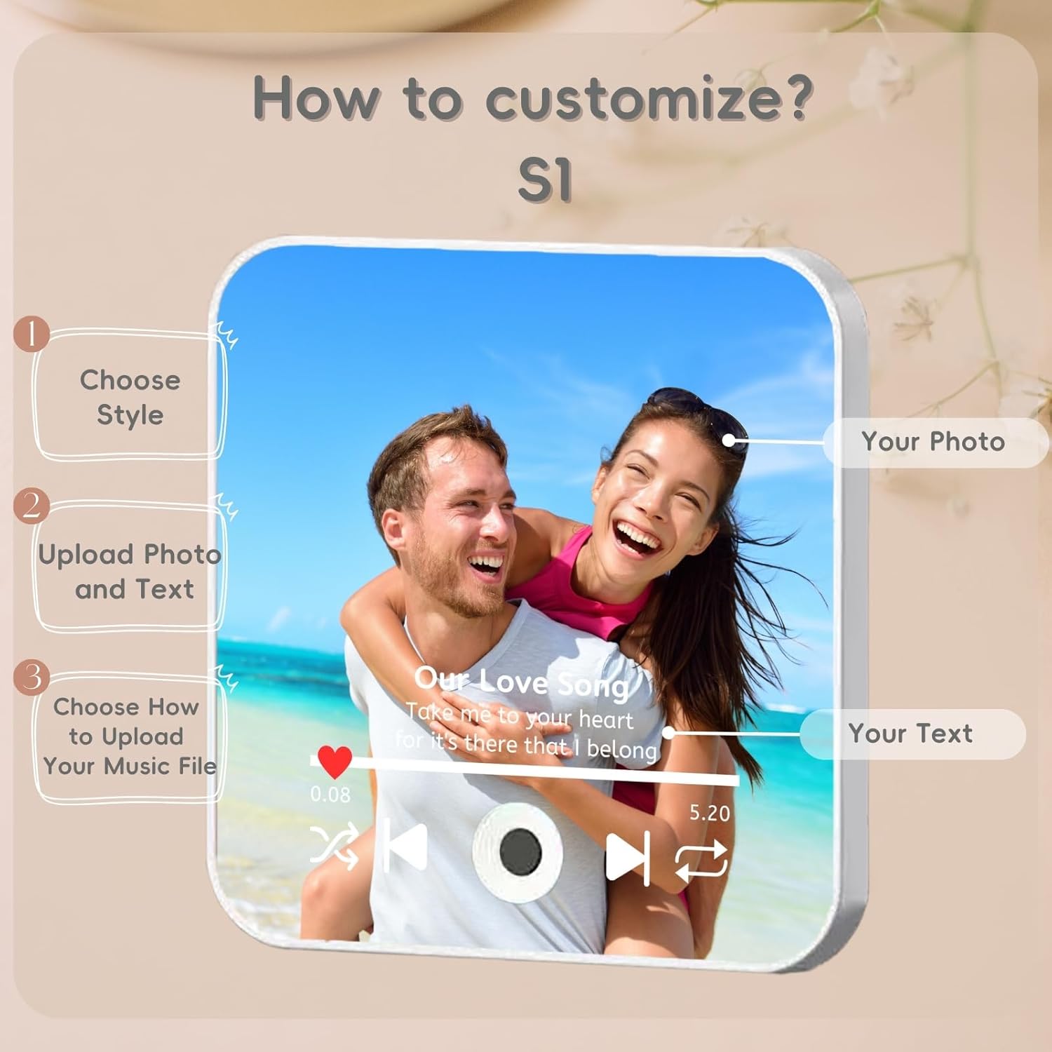 UNIQGIFTBOX Personalised Musical Fridge Magnet Custom Photo Gift - uniqicon